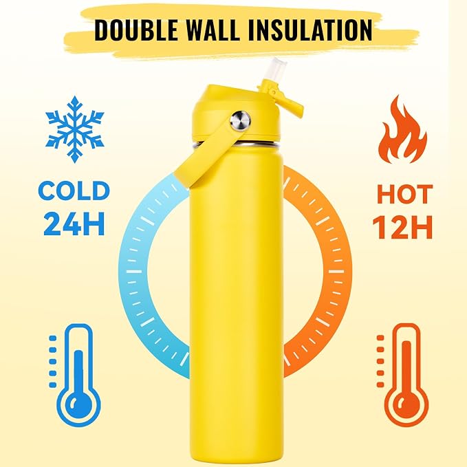 Fijinhom 24oz Insulated Stainless Steel Water Bottle, Wide Mouth Double Wall - Image 6