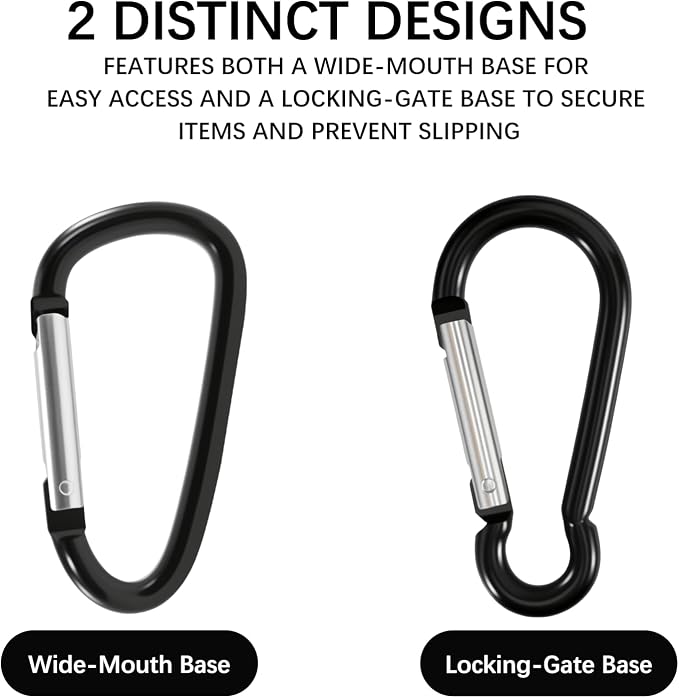10 Pack 3 Inch Carabiner Light Duty, Aluminum Black Carabiner Clip, D Ring - Image 5