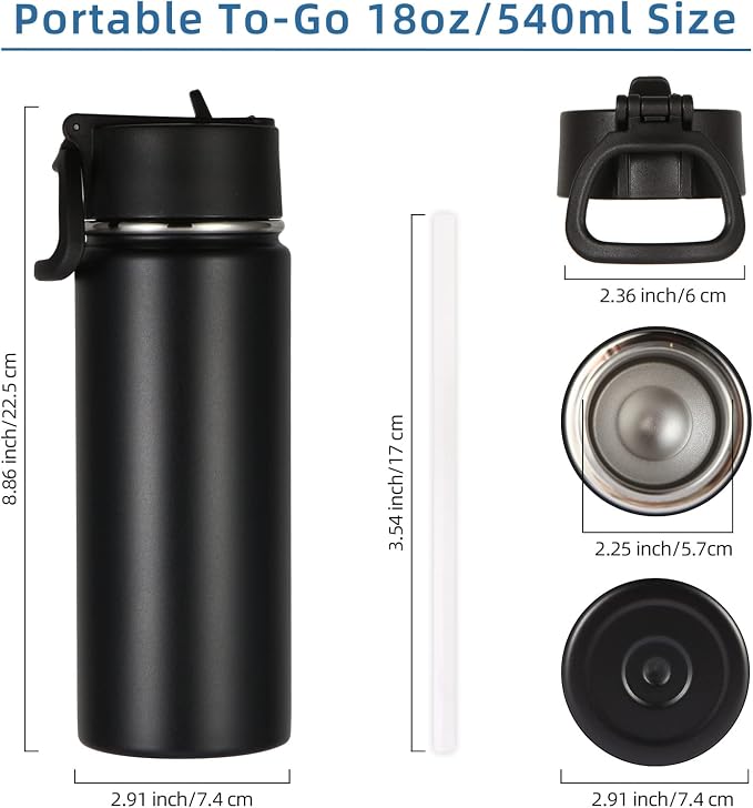 Volhoply 18oz Insulated Water Bottle Bulk 8 Pack, Kids Stainless Steel Water - Image 5