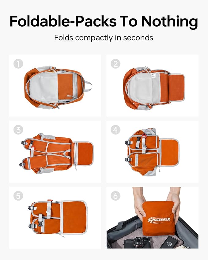 CROSSGEAR Packable Hiking Backpack, 24L Lightweight Foldable Daypack, RFID - Image 7