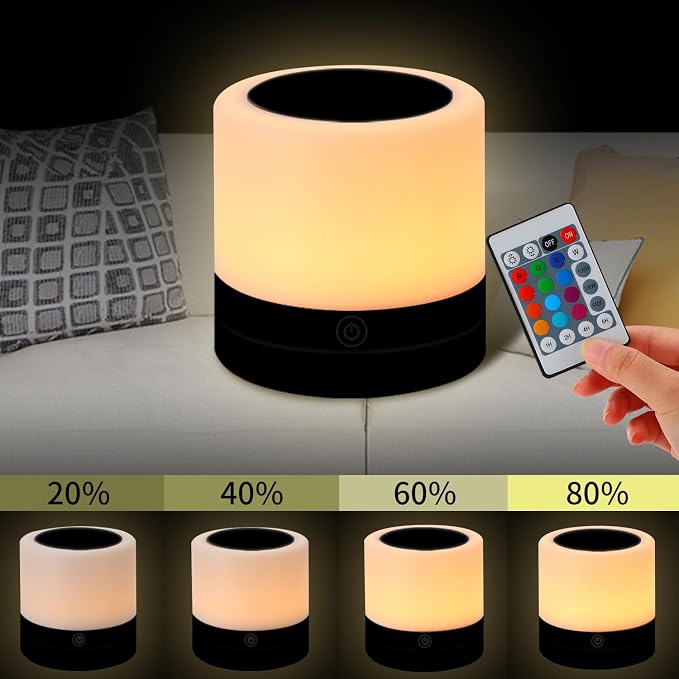 Nursery Night Light for Kids, USB Rechargeable Small Desk Lamp, 13 RGB Colors & - Image 5