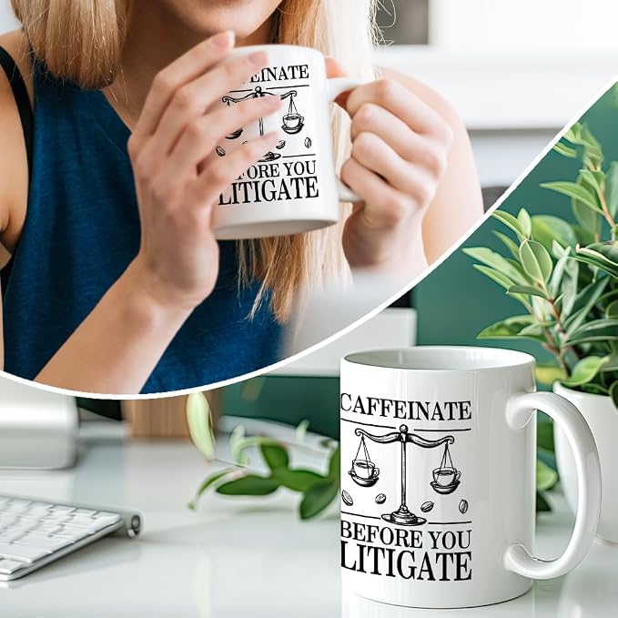 RZHV Caffeinate Before You Litigate 11 Oz Novelty Mug, Funny Coffee Bean - Image 4