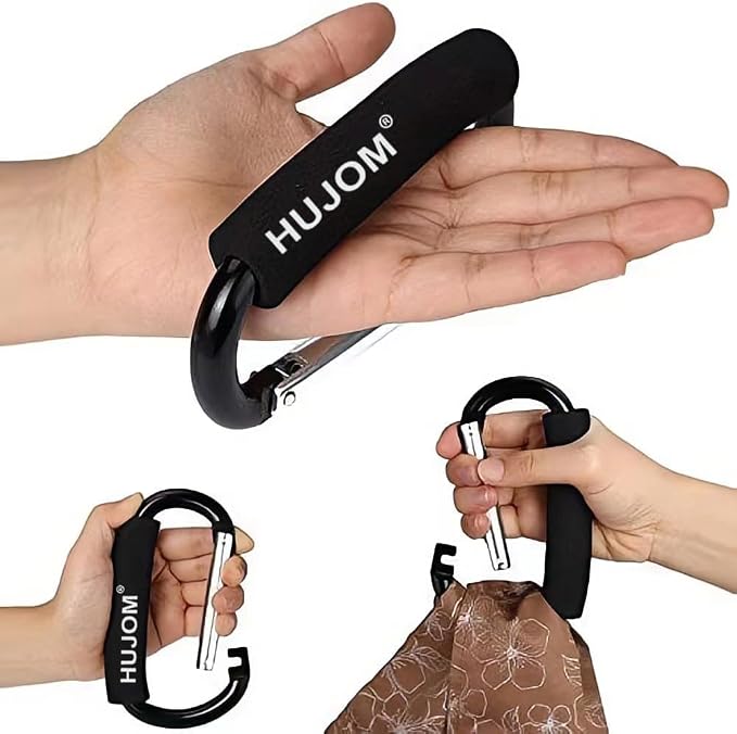 Stroller Hooks 2 Pcs Large Carabiner Clips - Image 4