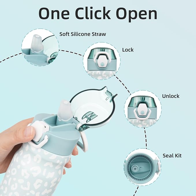 BJPKPK Water Bottle with Straw 14oz Insulated Water Bottles Reusable Stainless - Image 3