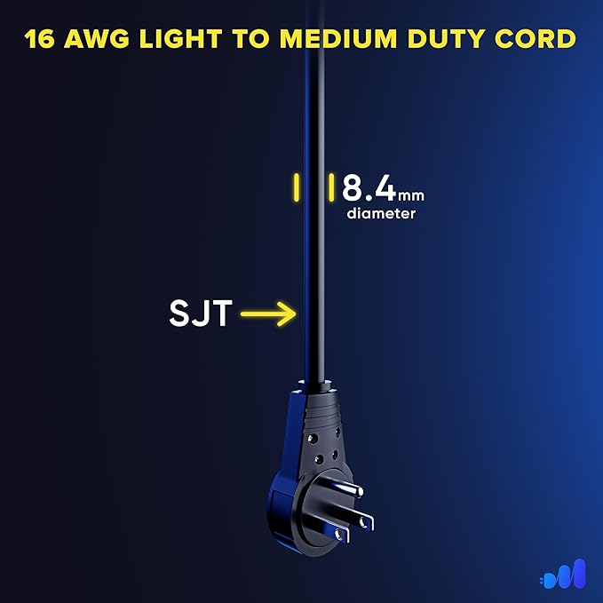 Maximm Cable 10 Feet 360° Rotating Flat Plug Extension Cord/Wire, 3 Prong - Image 5