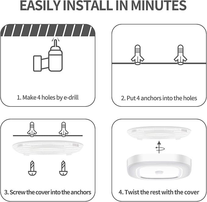 WhitePoplar Motion Sensor Ceiling Light Battery Operated, Wireless Motion - Image 7
