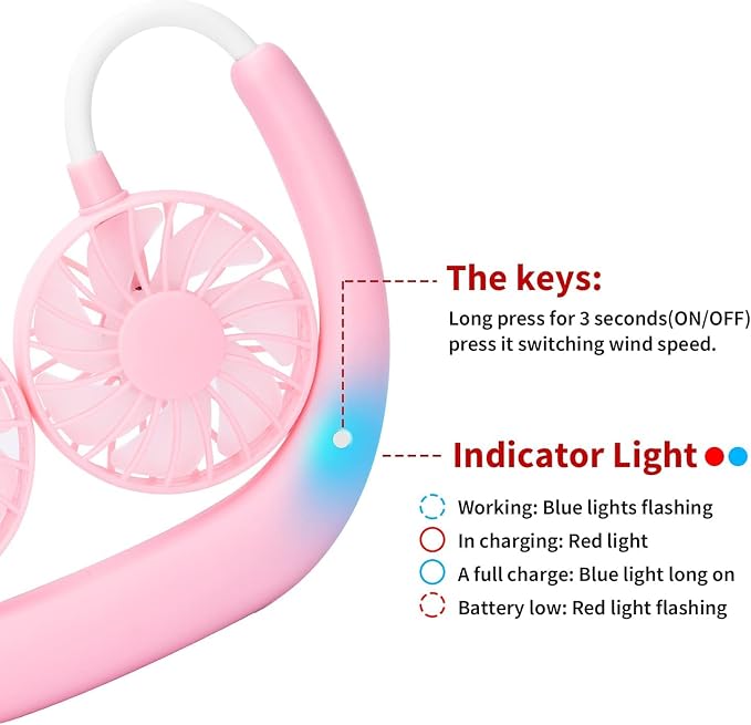 Portable Neck Fan Rechargeable Personal Hand-Free Fan Mini USB Wearable - Image 7