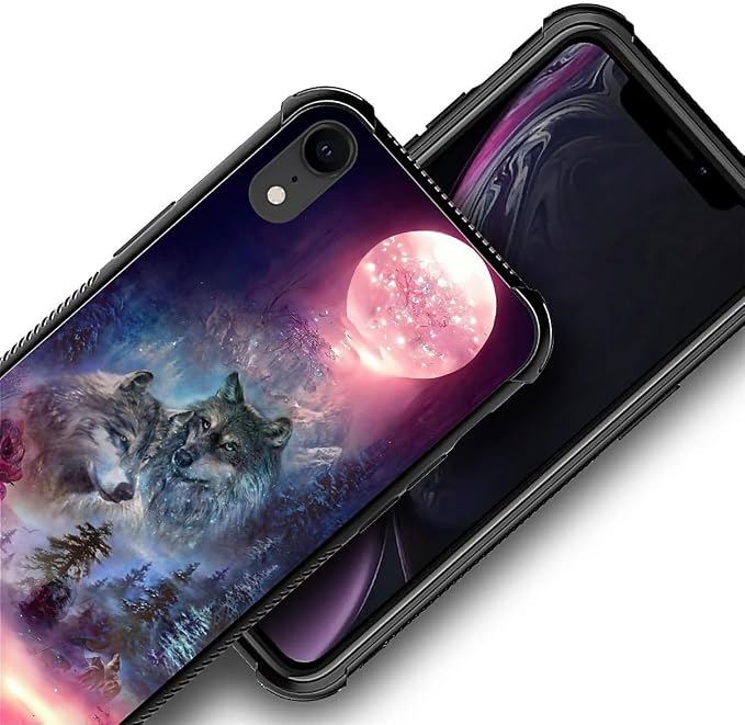 for iPhone XR Case, Star Two Wolfs Howling Pattern Graphic Design Girl Boy Soft - Image 6