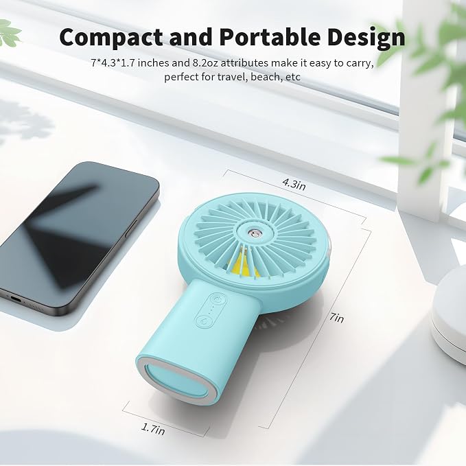 Otlonpe Handheld Misting Fan Portable, Small Personal Hand Held Rechargeable - Image 6