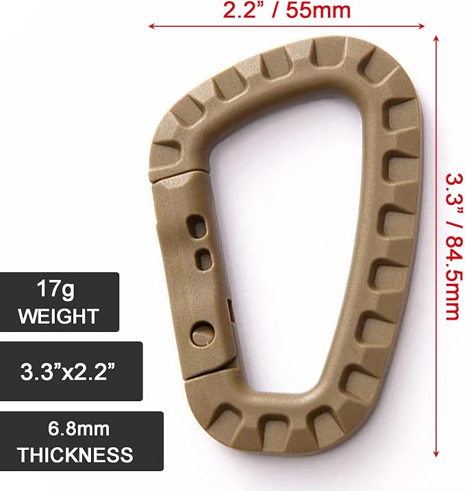 Tactical Gear Carabiner Keychain Clip Plastic D-Rings Large Key Chain Heavy - Image 2