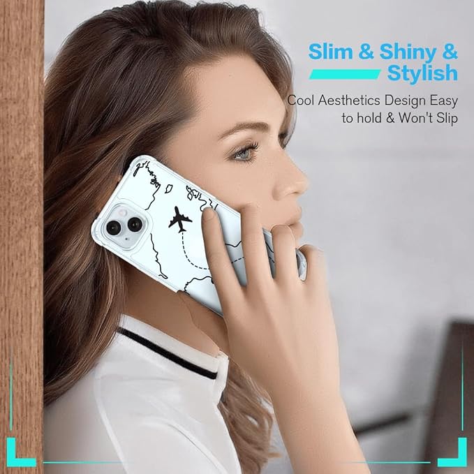 FANXI Minimalist Airplane Travel Map Phone Case Compatible - Image 6