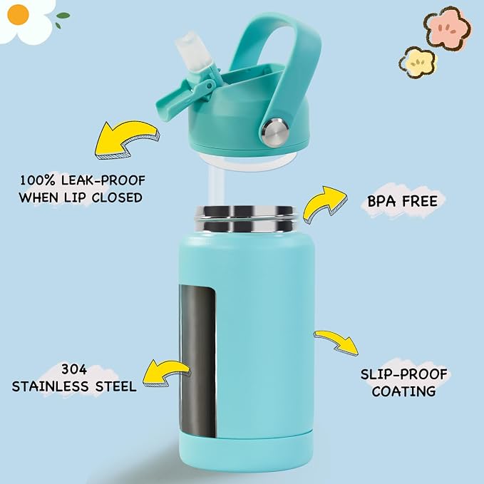 Kerilyn 12oz Kids Water Bottle, Stainless Steel Insulated Water Bottle - Image 2