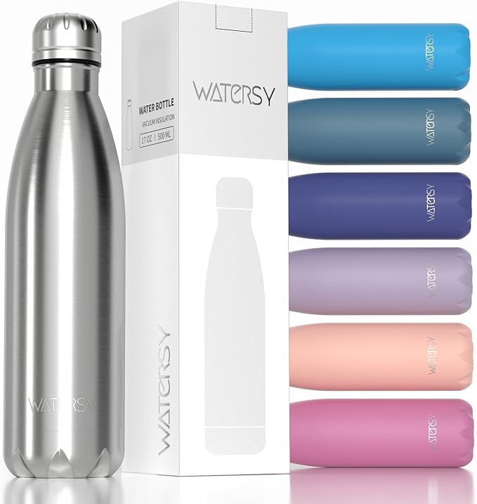 WATERSY Stainless Steel water bottles, 17oz/500ml Insulated Water Bottles by Watersy