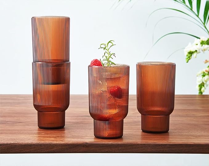 Shatterproof Acrylic Tall Drinking Glasses Set, European Style, Dishwasher Safe by Khen