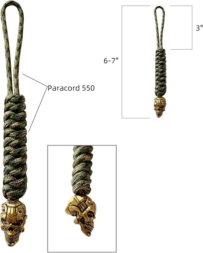 Handmade Lanyards with Brass Beads – Paracord 550 Survival Gear Leash - Image 2