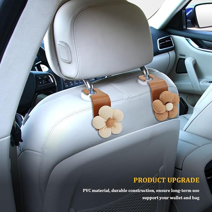 4PCS Car Hooks for Purses and Bags, Flower Car Headrest Hook - Image 5