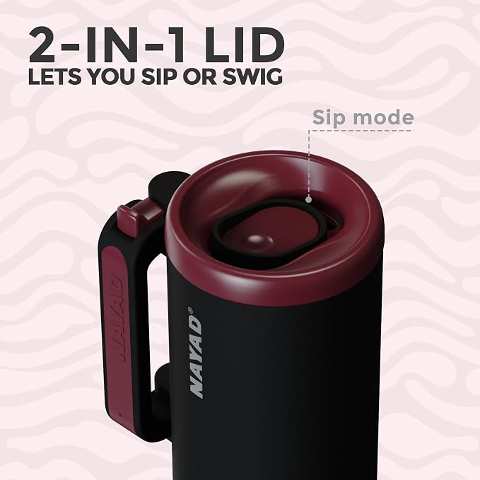 NAYAD 40oz Travel Tumbler with Handle and Straw|Cup Holder Friendly Insulated - Image 4