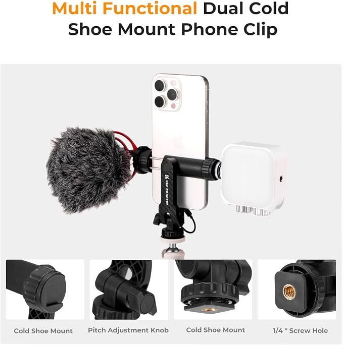 K&F CONCEPT Phone Tripod Mount, Universal Smartphone Adapter - Image 2