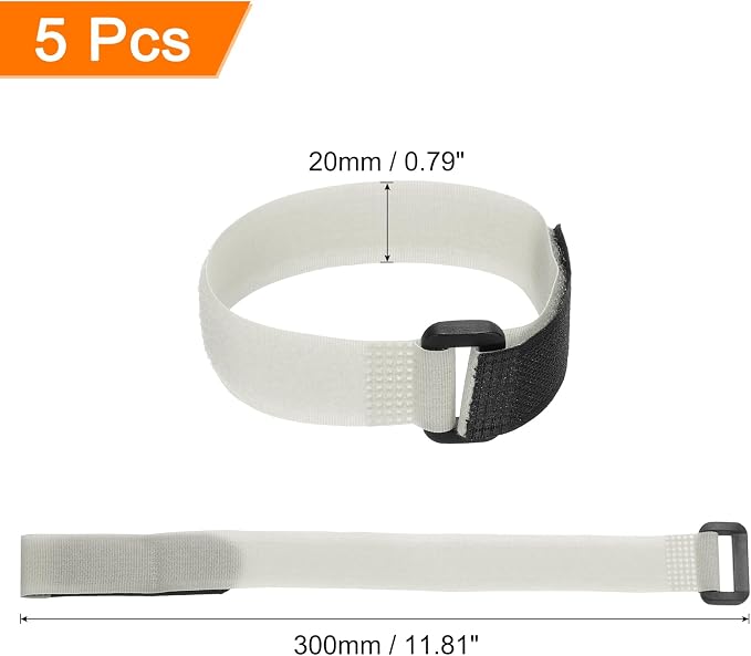 MECCANIXITY 5Pcs Reusable Battery Tie Down Straps, 0.8x12" Grey Nylon - Image 2