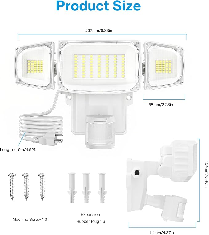 Olafus 70W Motion Sensor Outdoor Light Plug in, Motion Flood Light Dusk to Dawn - Image 8