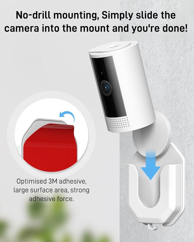 No Drill Ring Indoor Cam Adhesive Wall Mount Bracket, Strong Durable Adhesive - Image 3
