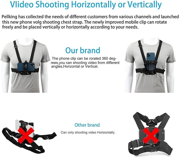 PellKing Mobile Phone Chest Mount Harness Strap Holder Cell Phone Clip Action - Image 7