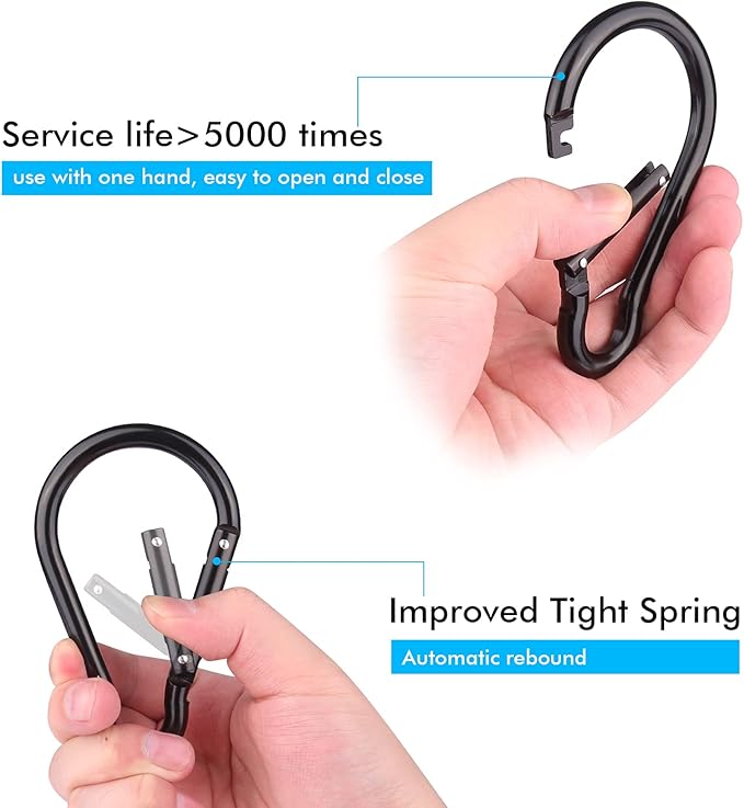 Carabiner Caribeaner Clip, Extra Large 4" Aluminum Carabeaner Keychain Hook - Image 3