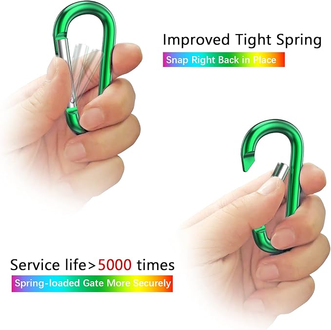sprookber 3" Aluminum Carabiner D Ring, Caribeener Clips, Spring Snap Hook - Image 3