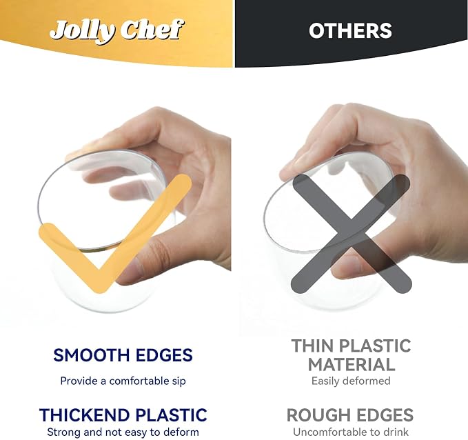 JOLLY CHEF 12 Pack 12oz Gold Plastic Wine Glasses Stemless, Unbreakable - Image 3
