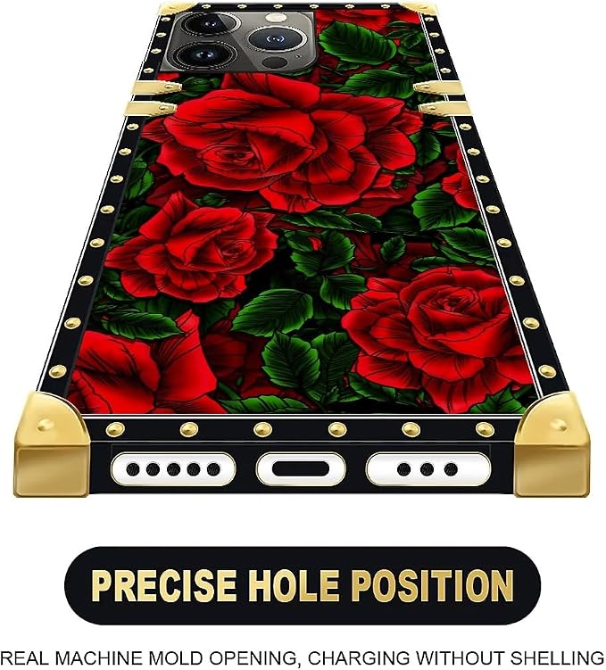 Compatible with iPhone 13 Pro Max Case, Vector Red Rose Green Leaf Luxury - Image 5