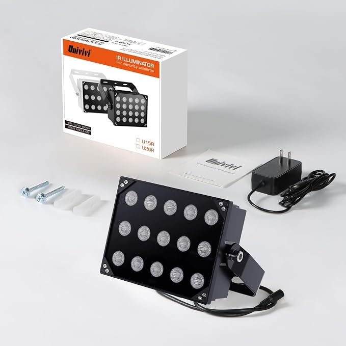 Univivi IR Illuminator 15 LEDs 90 Degree Wide Angle IR Lights - Image 5