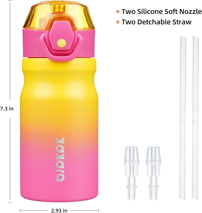 BJPKPK Water Bottle with Straw 14oz Insulated Water Bottles Reusable Stainless - Image 4