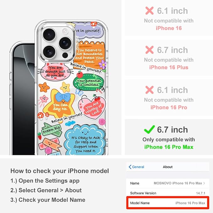 MOSNOVO for iPhone 16 Pro Max Case, Shockproof Military-Grade Protection 6.6ft - Image 2