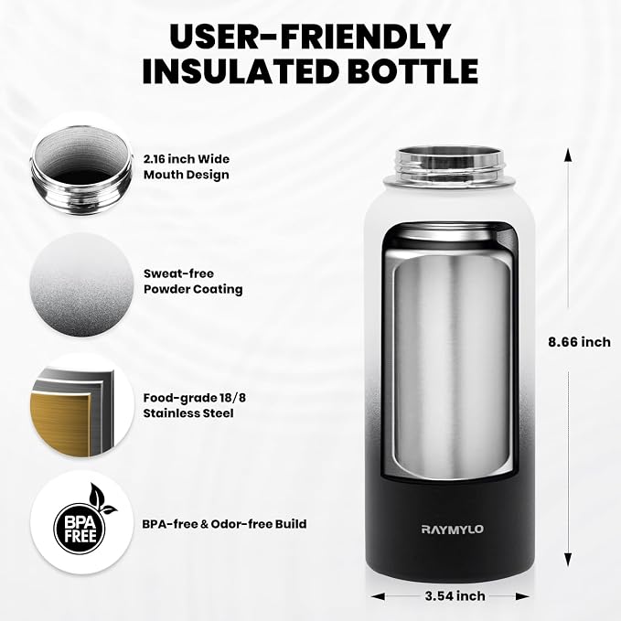 RAYMYLO Insulated Water Bottle 32 oz, Triple Wall Vacuum Stainless Steel - Image 5
