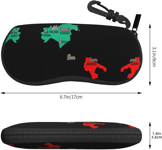 YANGqing Italy Map Cities Marked Print Light Soft Shell Glasses Case Portable & - Image 3
