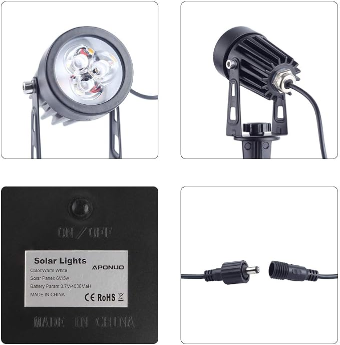 APONUO Solar Spotlights Landscape Lights Low Voltage Outdoor Solar Spotlight - Image 5