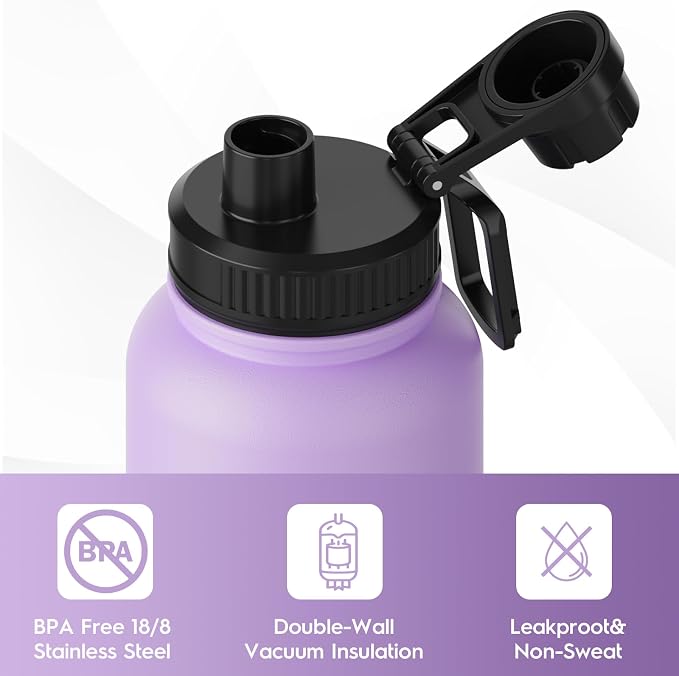 Navigate 32 oz Stainless Steel Insulated Water Bottle, Double Walled Leak Proof - Image 4