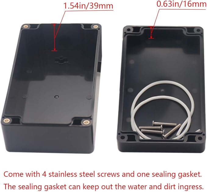 2 Pack Project Box IP65 Waterproof Junction Box ABS Plastic Black Electrical - Image 4