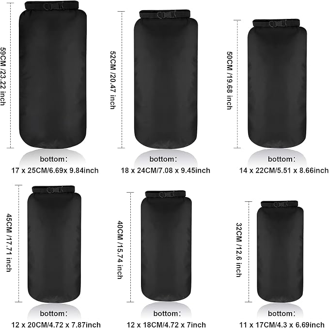 Shappy 6 Pcs Waterproof Dry Bag Set Ultralight Stuff Sack 20/15/10/8/5/3L - Image 4