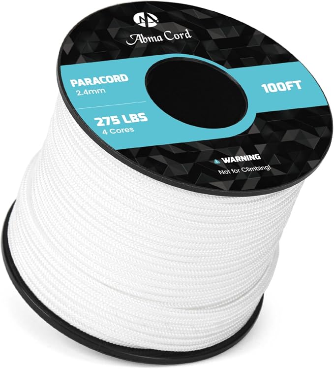 Abma Cord 2.4mm Paracord 275 100ft Nylon Rope 4 Strands Tactical Parachute Cord by Abma+Cord
