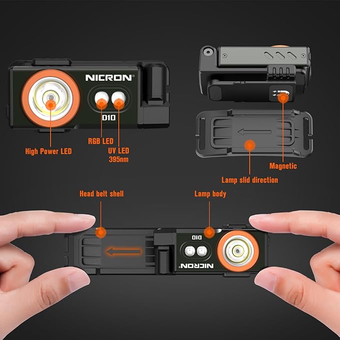 NICRON D10 EDC Flashlight Rechargeable，500 Lumens 3 Sources Pocket Compact RGB - Image 3
