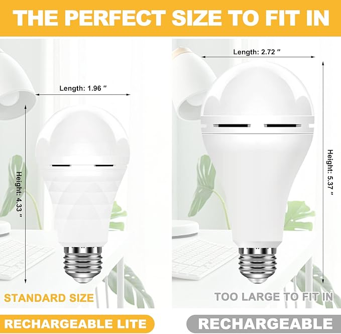 Neporal A19 Rechargeable Light Bulbs, Socket Rechargeable Emergency Light Bulb - Image 4
