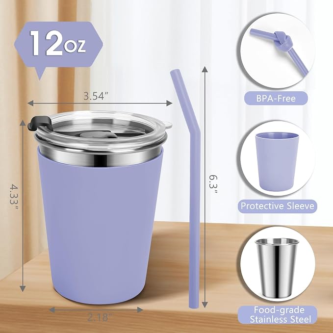 Kids Cups with Straws and Lids Leak Proof, 12oz Sippy Cups - Image 2