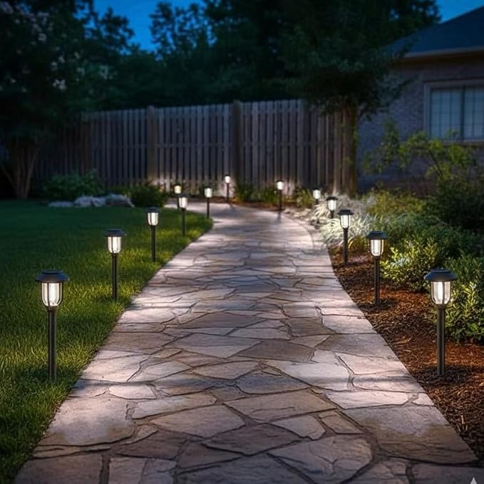 Solar Lights Outdoor 8 Pack, Cool White Solar Pathway Lights, Auto On/Off - Image 4