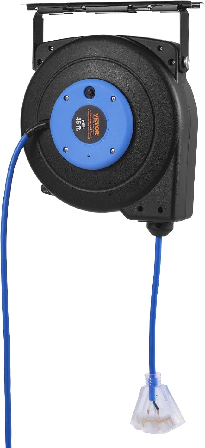 VEVOR Retractable Extension Cord Reel, 45 FT, Heavy Duty 12AWG/3C SJTOW - Image 11