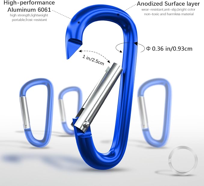 sprookber 4" & 5" Extra Large Aluminum Carabiner D Ring, Caribeener Clips - Image 4