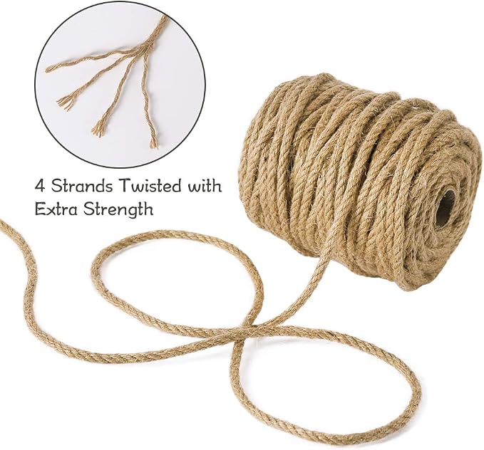 Tenn Well 5mm Jute Rope, 100 Feet 4Ply Twisted Heavy Duty and Thick Twine Rope - Image 2