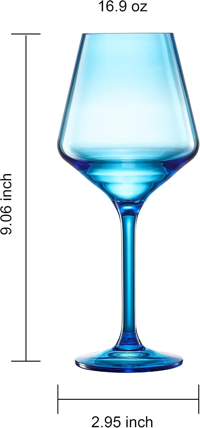 European Style Plastic Crystal Unbreakable Stemmed Wine Glasses | Set of 12 | - Image 4
