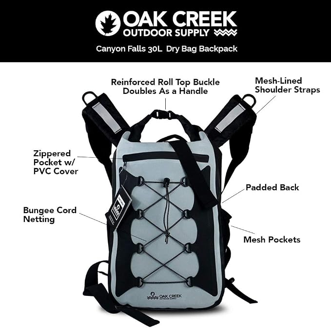 Oak Creek Canyon Falls 30L Dry Bag Backpack. Premium Waterproof Backpack - Image 7