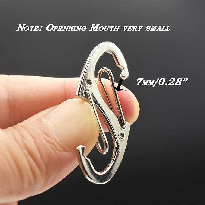 Small Carabiner Clips 1.6 inch Metal Double Sided Spring Gate Snap Hooks - Image 2